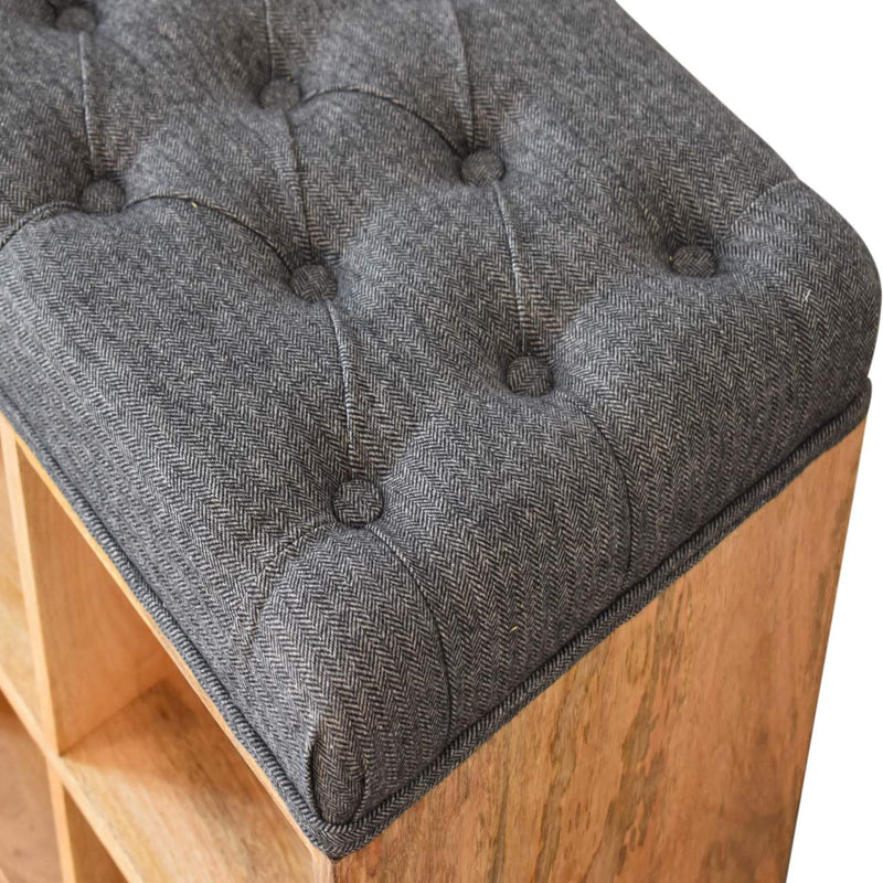 Mini Black Shoe Storage Footstool