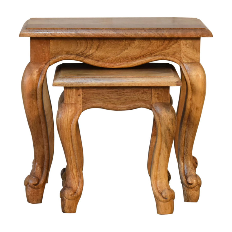 Oak-ish French Style Stool Set