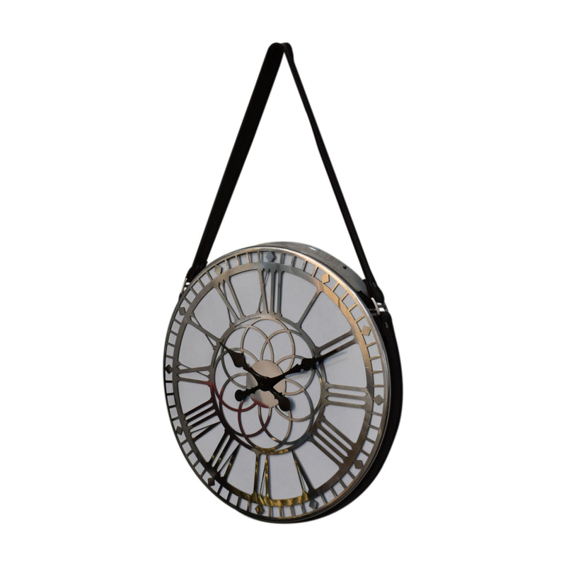 White Chrome Hanging Wall Clock