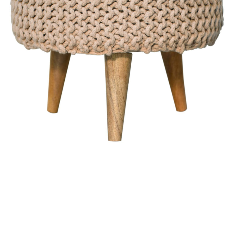 Keeva Beige Round Footstool