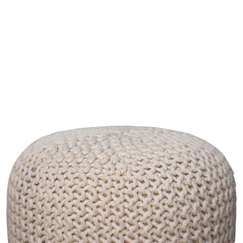 Keeva White Round Footstool