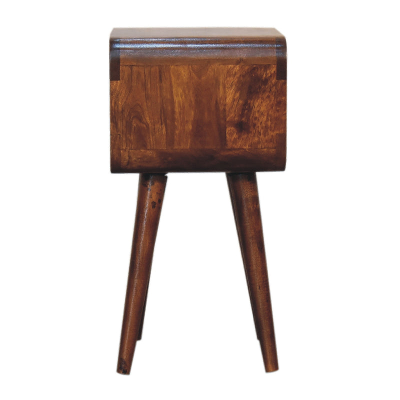 Mini Chestnut Curved Open Bedside