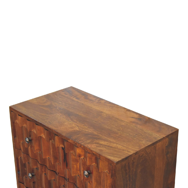 Chestnut Pineapple Carved Chest