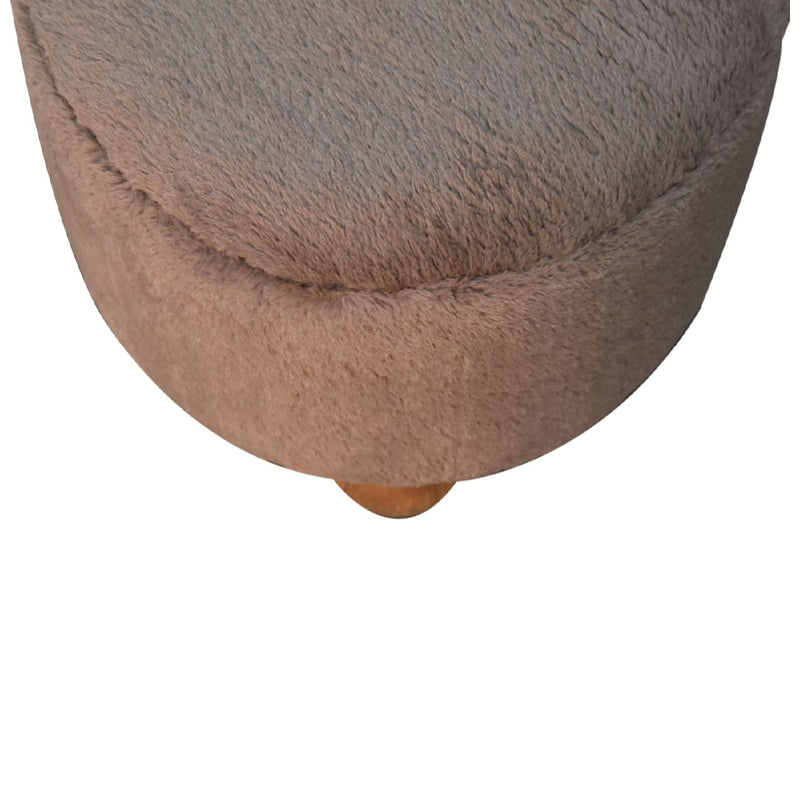 Mocha Faux Fur Round Ball Footstool