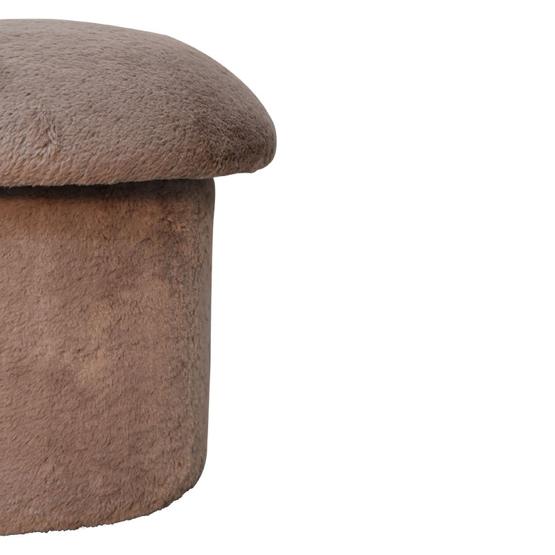 Mocha Faux Fur Mushroom Footstool