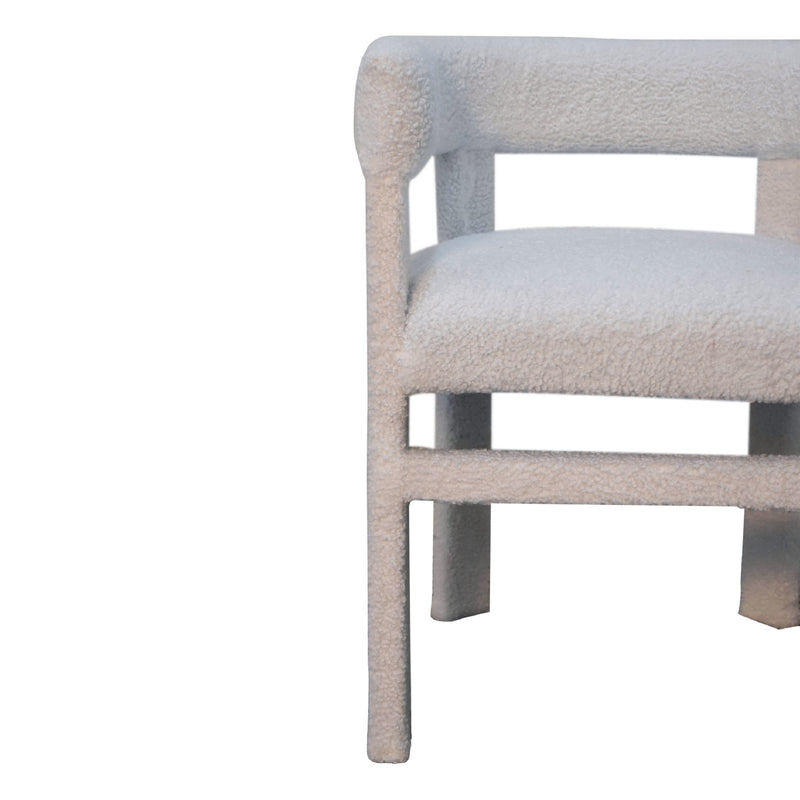 White Boucle Occasional Chair