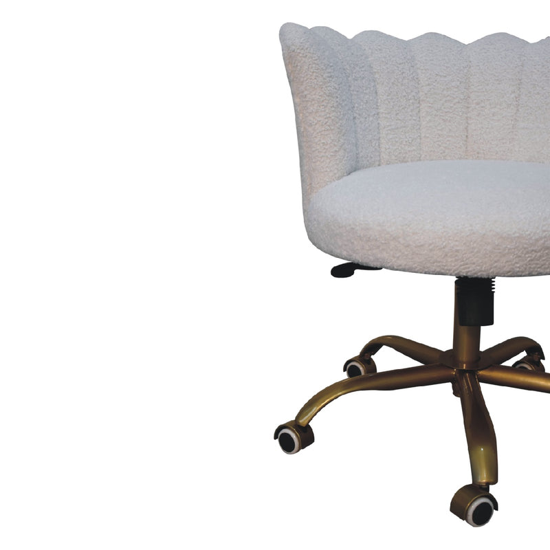 White Boucle Swivel Chair