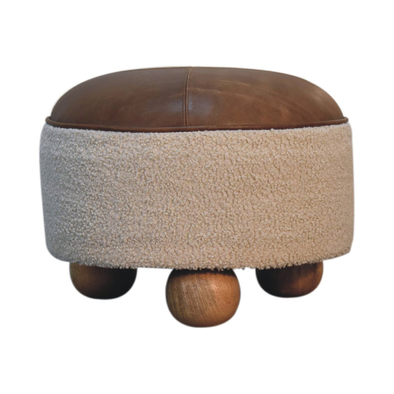 Cream Boucle Buffalo Footstool