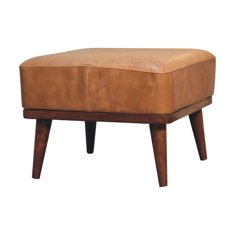 Tan Buffalo Leather Tan Footstool