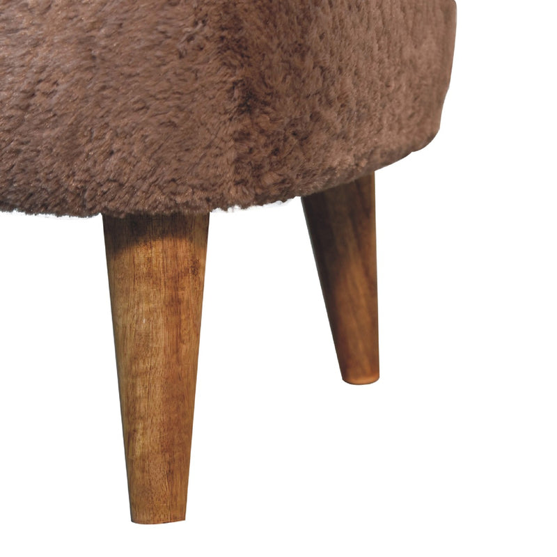 Mocha Faux Fur Square Stool