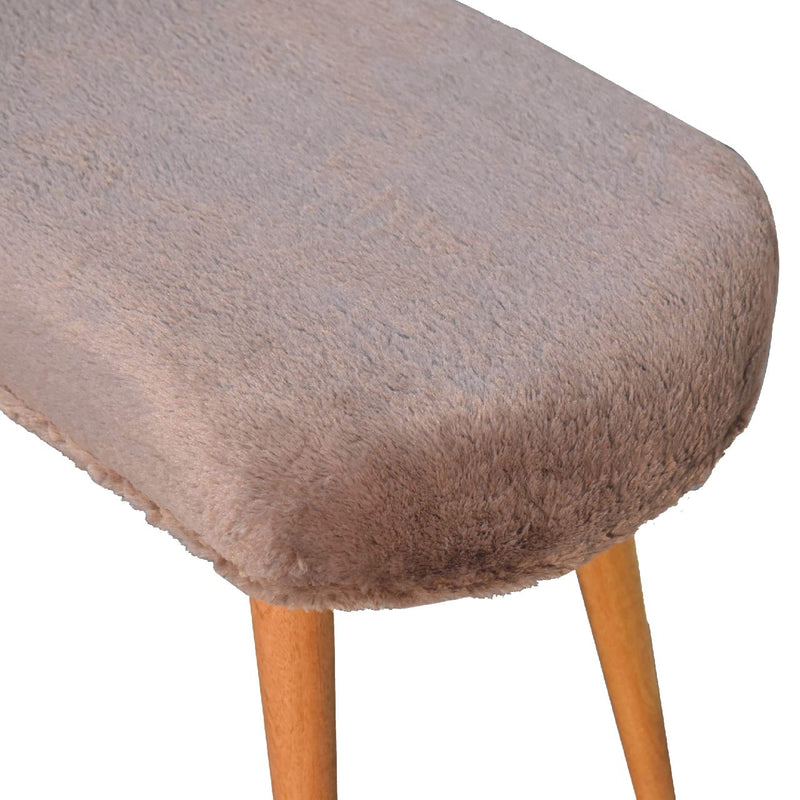 Mocha Faux Fur Fabric Bench