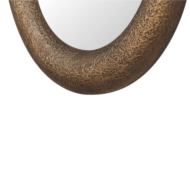 Round Metallic Hammered Mirror