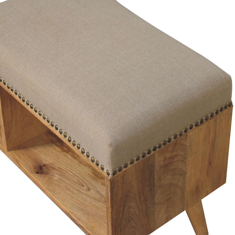 Studded Linen Open Bench