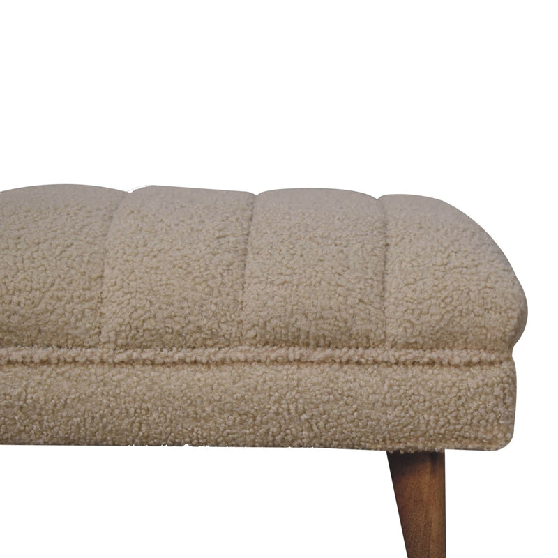 Cream Boucle Puffer Bench